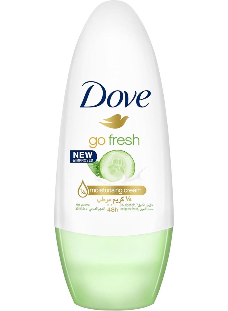 دوف مزيل عرق رول أون من دوف برائحة منعشة للنساء، سعة 50 مل، حماية لمدة 48 ساعة مع كريم مرطب خالٍ من الكحول - Image 1